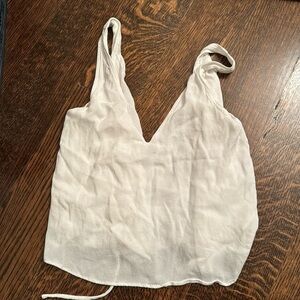 Womens V-Neck Sleeveless White Tank Top